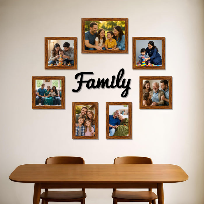 Family Photo Frame Set of 7 for Wall Decor, Wooden Finish Collage Picture Frames for Living Room, Bedroom, Multi-Size Wall Hanging Gallery Frame Set, (4 Sets 4x6, 2 Set 6x4, 1 Set 6x8 Inch)