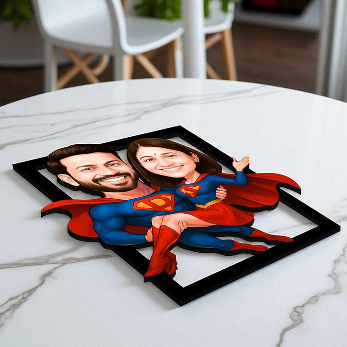 Personalized Gift for Friends, Brother, BFF, Boyfriend, Father Superhero Character Caricature Standee, Photo Frame Unique Design Customized Gift for Friends & Family