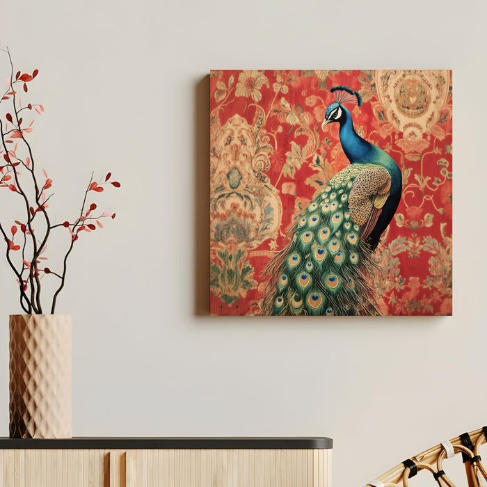 Peacock Vastu Painting for Wall Decoration | Flower Canvas Wall Painting for Living Room, Bedroom, Home and Office Wall Decor (41x41 Cm)
