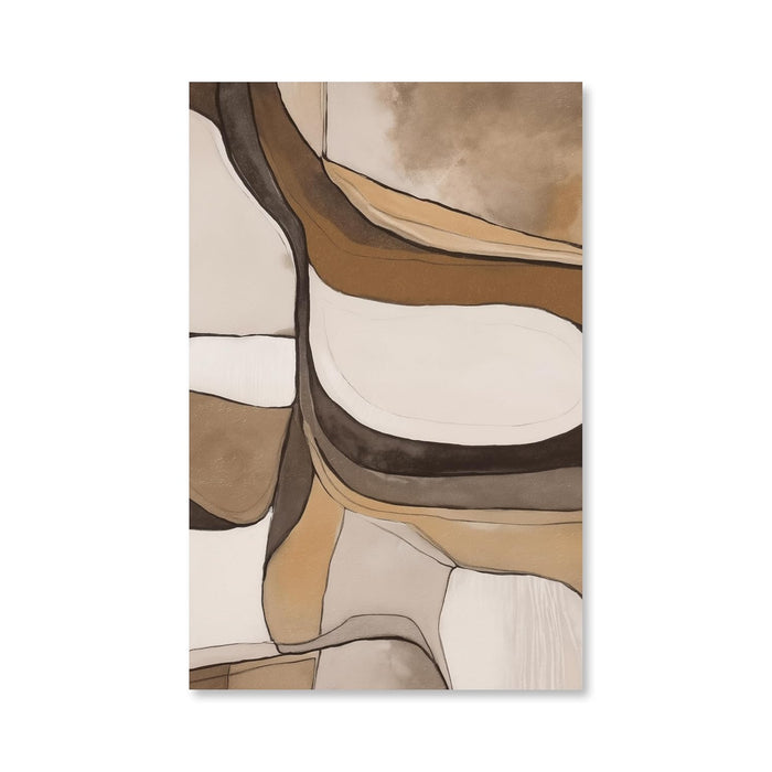 Large Stretched Canvas Painting, Panel Wall Art Print Modern Abstract Framed Luxury Paintings (Beige, 22x34 Inch)