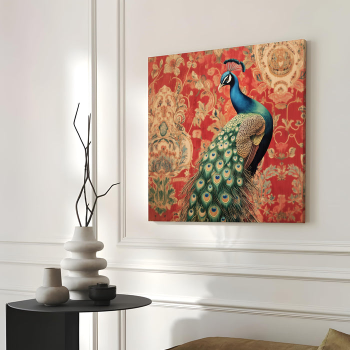 Peacock Vastu Painting for Wall Decoration | Flower Canvas Wall Painting for Living Room, Bedroom, Home and Office Wall Decor (41x41 Cm)