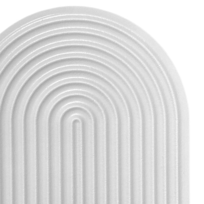 Boho Wall Hanging - Blue Ribbed Textured Blue Arched Wooden Décor, Boho, Wooden Wall Hanging – 22x31 cm