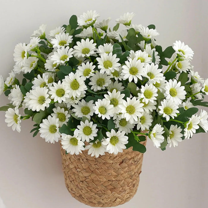 Art Street Artificial White Flowers Bunch |Daisy Flowers for Home | Living Room, Valentine Day Décor |Christmas Day, New Year Gift, 7 Head 21 Flowers| Pack of 2|Size 13 INCH, (Without Vase)