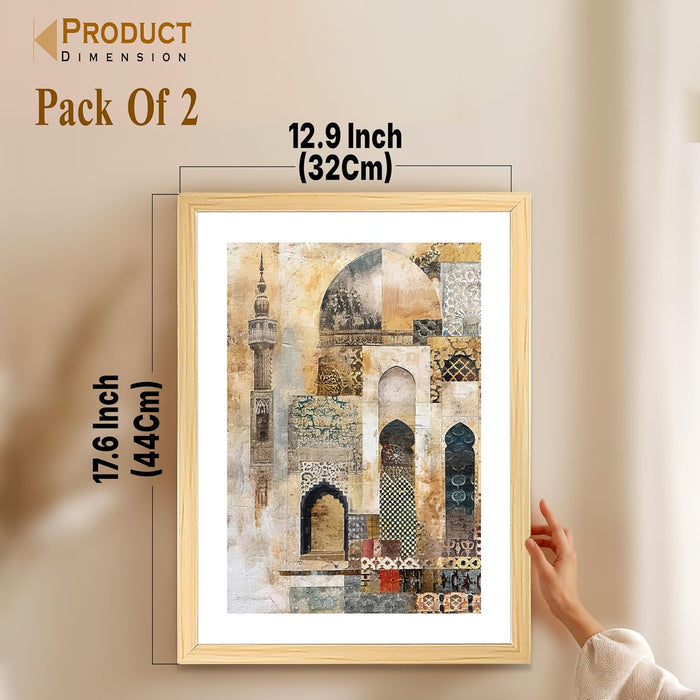 Modern Art Soft Pastel Bird Sitting on Branch Painting, Set of 2 (Brown, 13x18 Inch), Wall Paintings