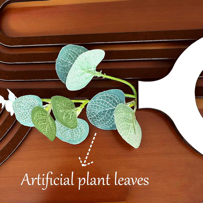 MDF Boho Wall Hanging Rectangular Vase Frame with Artificial Plant Leaf Pack of 3 Wooden Wall Decor 23x48 cm