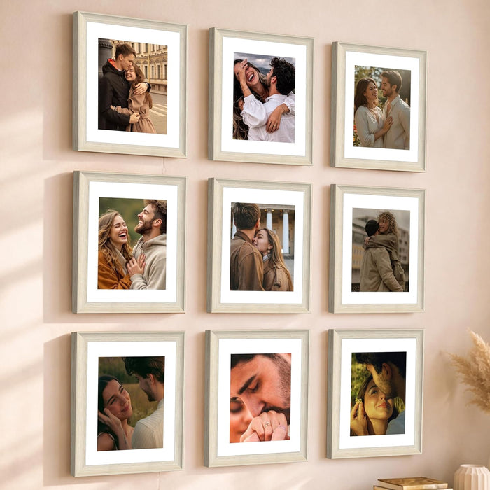 Wooden Cave Design Photo Frame Set of 9 | Black Picture Frames for Photos, Artwork & Certificates | Wall Décor for Living Room & Home (11x14 Inch)