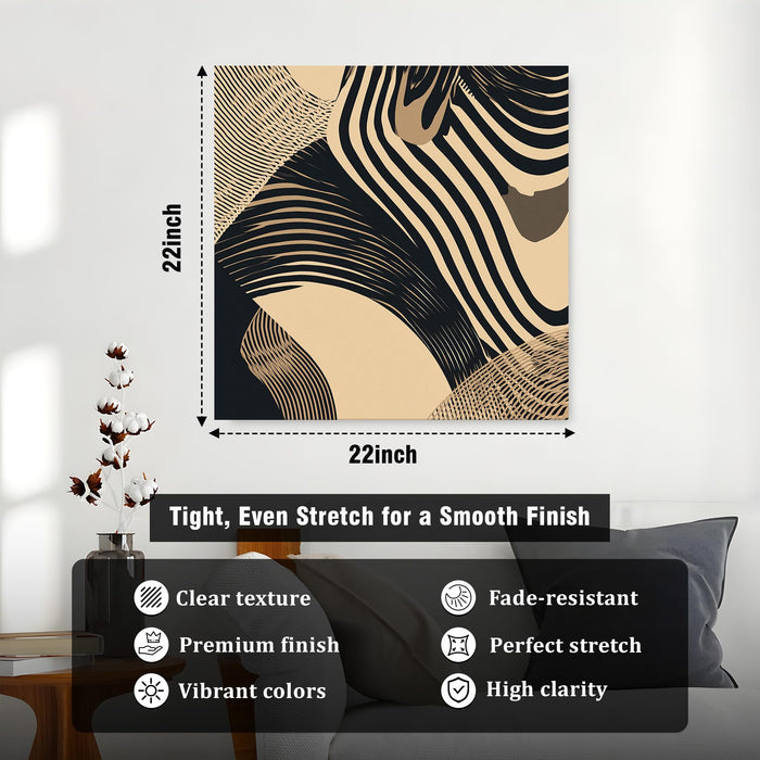 Livin'luxe Modern Optical Illusion Wall Art Painting For Living Room, Wavy Abstract Line Design Stretched Canvas Wall Art Poster for Living Room, Office & Home Decor (56xx56 cm)
