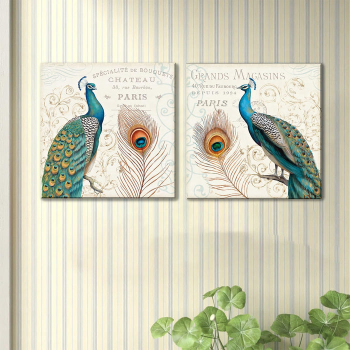 Decorative Blooming Flower Stretch Canvas Painting for Home Décor (Set of 2, 12 X 12 Inches)
