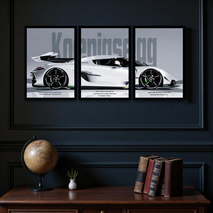PAINTINGMANTRA Framed Racing Car Wall Decor for Men | Modern Race Car Wall Art Painting for Bedroom, Living Room, Office and Home Wall Decoration (Set of 3, 33x45 cm)