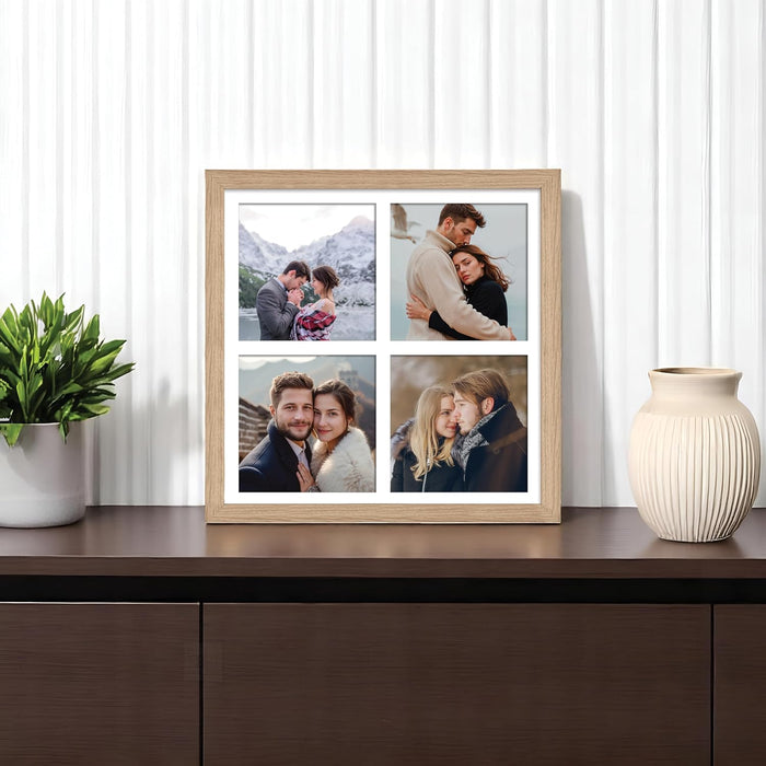 Photo Frame Collage 13x13 cm Photos Display 4 Oppenings Wall Mounting Home Décor Photo-Frame (34x34 cm)