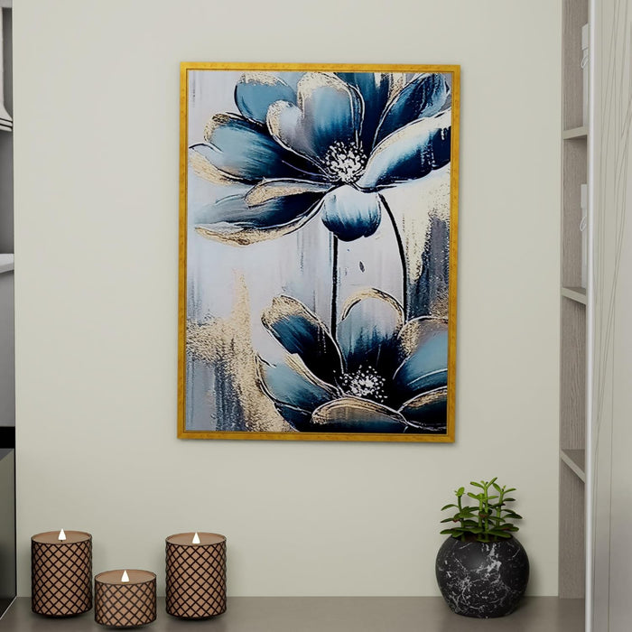 Art Street Canvas Painting Blue Elegant Flowers Decorative Art For Living Room (Size:17x23 Inch)