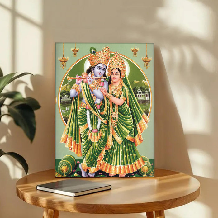 Spiritual Stretched Canvas Pooja room Temple Wall Art Print Painting on Stretched-Canvas (30x41 CM)