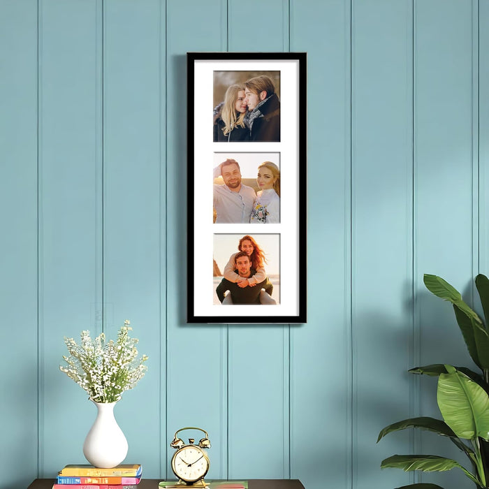 Photo Frame Collage 13x13 cm Photos Display 3 Oppenings Wall Mounting Home Décor Photo-Frame (23x49 cm)
