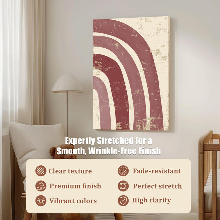 Abstract Marron Rainbow Stretched Canvas Wall Art Modern Boho Illustration Painting for Home & Office Wall Decor, (16x22 Inch)