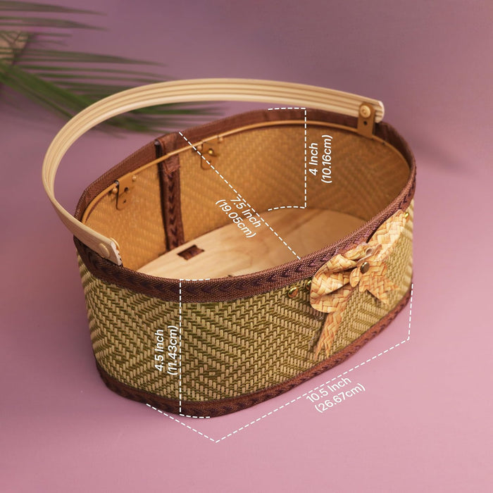 Bucket for Gift Hamper, Storage and Organizer Wicker Baskets with Handle, Table showcase/Organizer (Brown, 4.5x10.5 Inch)