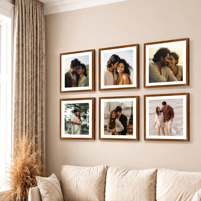 Art Street Premium Photo Frame for living room, Classic Aesthetic Design Photo Frames for Photograph, Art Work, Kids Room Set of 6 (12x12 Inch, Brown)