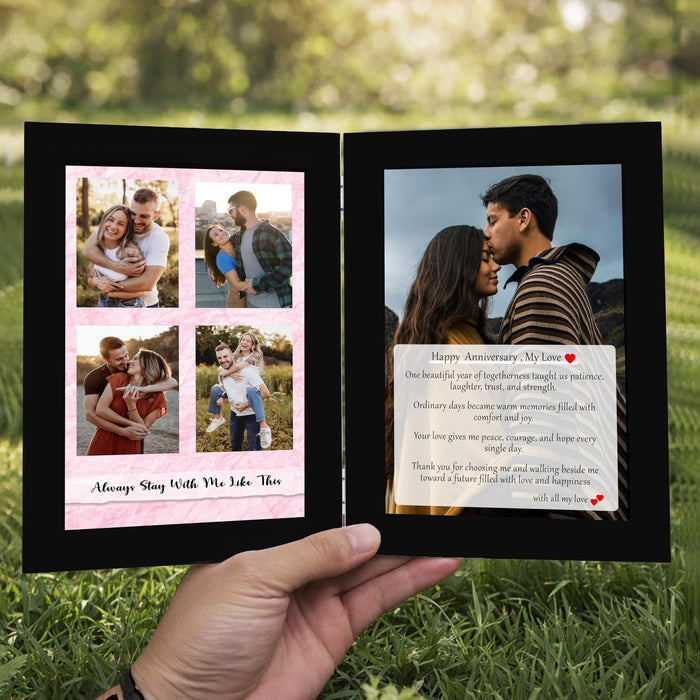 Art Street Customized Folding Table Stand Photo Frame for Valentine Love Gift, Couples Anniversary, Birthday| Personalized Book Style Frame for Two 5x7 In Photos