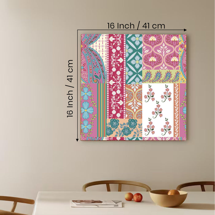 Mughal Miniature Floral Painting for Wall Decoration | Flower Canvas Wall Painting for Living Room, Bedroom, Home and Office Wall Decor (41x41 Cm)