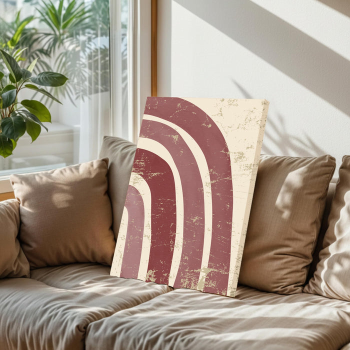Abstract Marron Rainbow Stretched Canvas Wall Art Modern Boho Illustration Painting for Home & Office Wall Decor, (16x22 Inch)