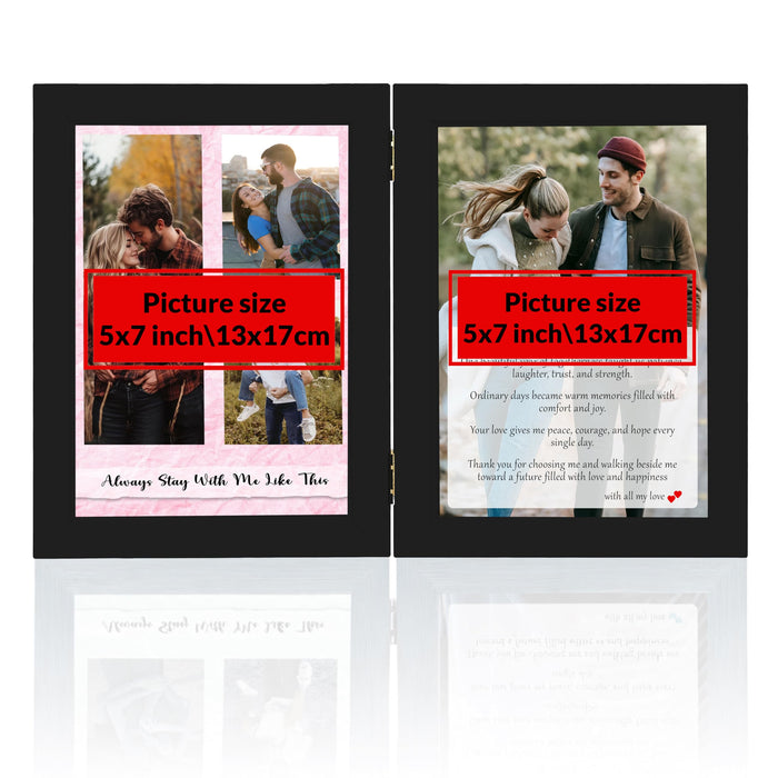 Art Street Customized Folding Table Stand Photo Frame for Valentine Love Gift, Couples Anniversary, Birthday| Personalized Book Style Frame for Two 5x7 In Pictures