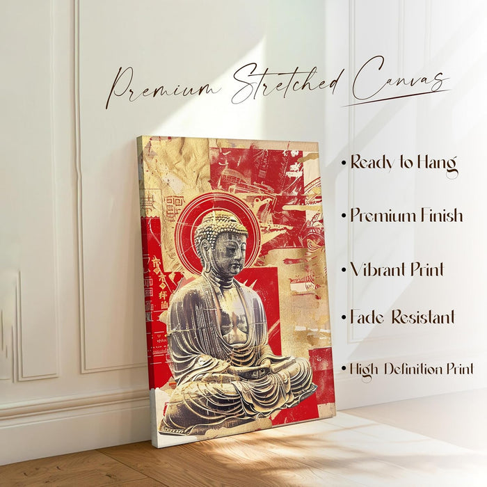 Abstract Buddha Figure Multicolor Spiritual Painting on Stretched Canvas – Frameless Unframed Gallery Wrap Canvas Wall Art 22x34 Inch