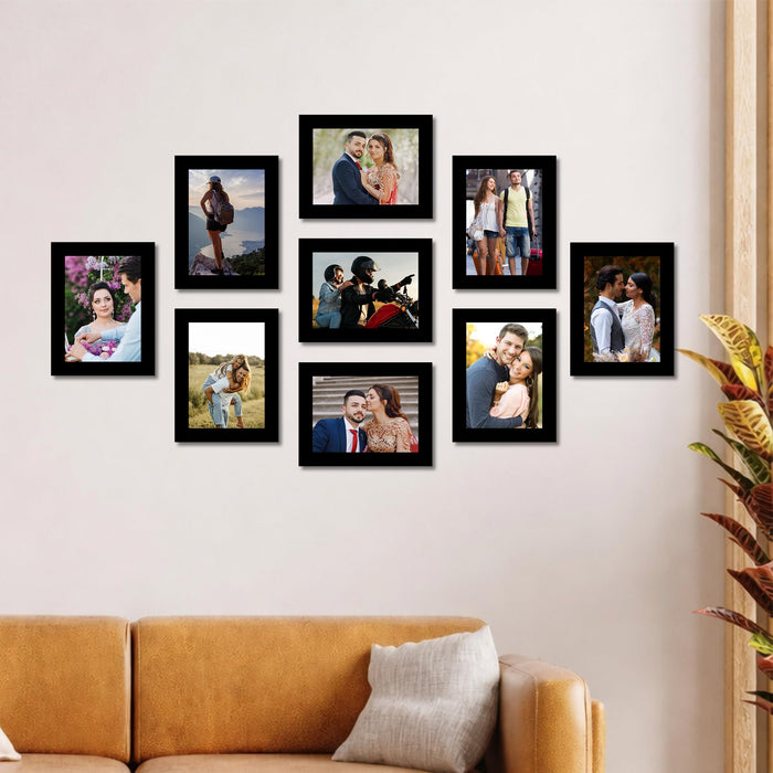 Art Street Family Photo Frame Set of 9 for Wall Decor, Wooden Finish Collage Picture Frames for Living Room, Bedroom & Home Decoration, Multi-Size Wall Hanging Gallery Frame Set, (Size, 6x8 Inch)
