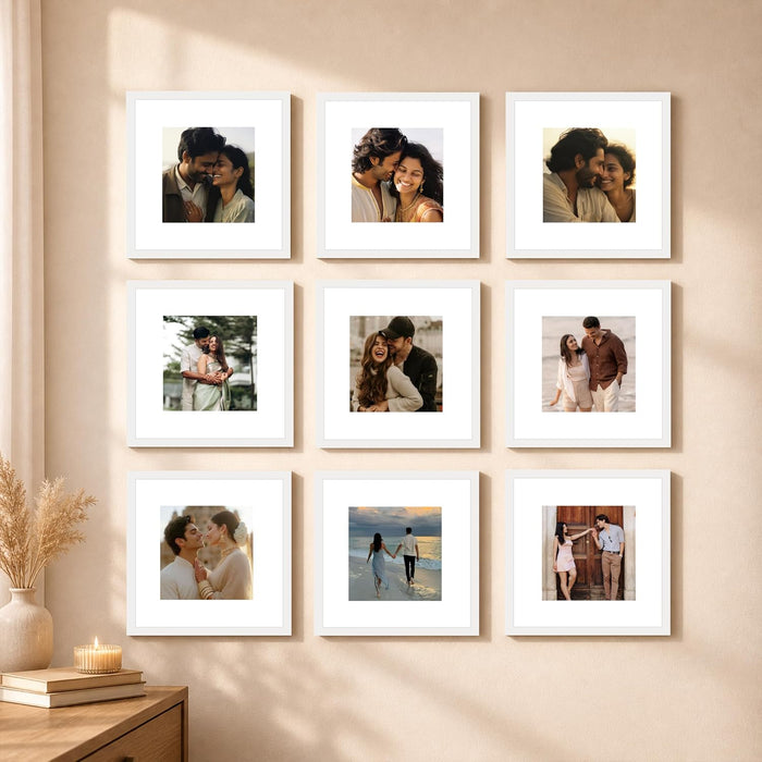 Wooden Cave Design Photo Frame Set of 9 | Black Picture Frames for Photos, Artwork & Certificates | Wall Décor for Living Room & Home (11x14 Inch)