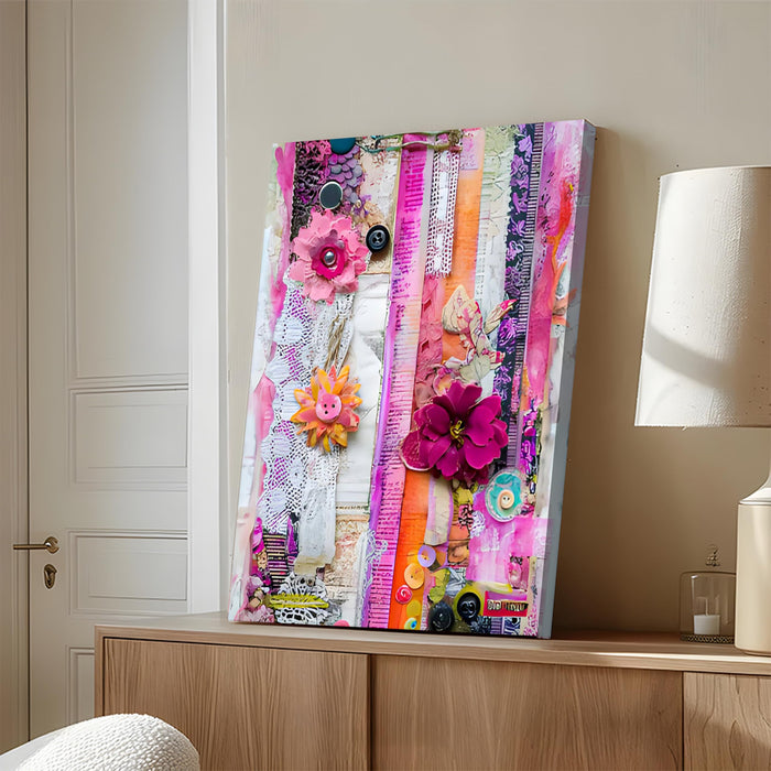 Floral 3d Paper Clipart Layered Artwork Wall Painting | Stretched Canvas Flower Wall Painting for Living Room, Bedroom, Home and Office Wall Décor (41x56 cm)
