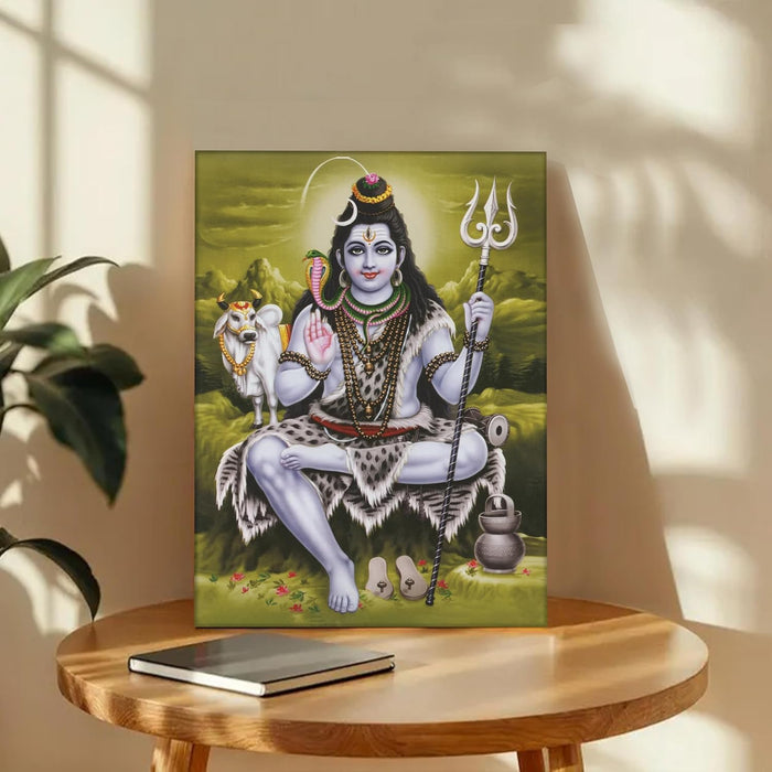 Spiritual Stretched Canvas Pooja room Temple Wall Art Print Painting on Stretched-Canvas (30x41 CM)