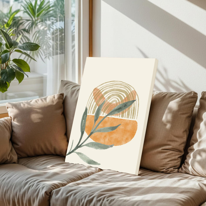 Abstract Plants Stretched Canvas Wall Art Modern Boho Illustration Painting for Home & Office Wall Decor, (16x22 Inch)