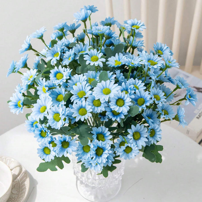 Art Street Artificial Blue Flowers Bunch |Daisy Flowers for Home | Living Room, Valentine Day Décor |Christmas Day, New Year Gift, 7 Head 21 Flowers| Pack of 2|Size 13 INCH, (Without Vase)