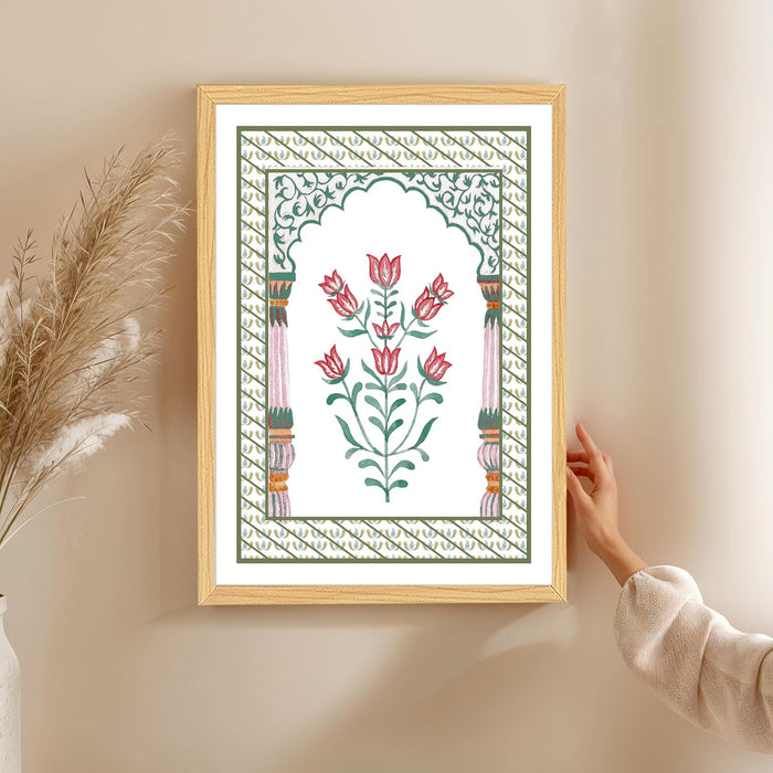 Mughal Floral Art Print, Classic Design to Elevate, Wall Decorative Art Prints (17x23 Inch)