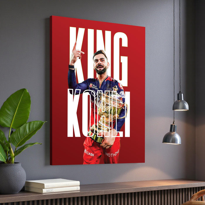 Virat Kohli Stretch Canvas Painting Wall Art Poster, King Kohli 18, Indian Cricket Team Fan Gift, for Bedroom, Living Room, Office, Home Decor, Virat Kohli Canvas Poster 16 x 22 Inch