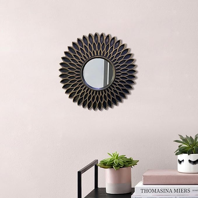 Decorative Round Black Wall Mirror for Living Room Set of 3