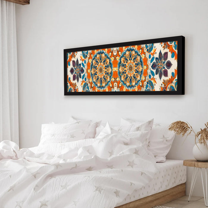 Flower Painting for Wall Decoration Traditional Indian Mughal Art Framed Luxury Paintings for Home Decoration, Living room, Bedroom and Office Decoration (99x38 CM)