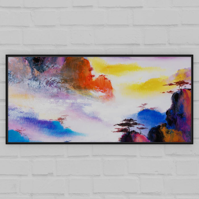 Art Street Abstract Modern Purple Watercolor Large Canvas Painting Panel for Home Décor (Black, 23x47 Inch)