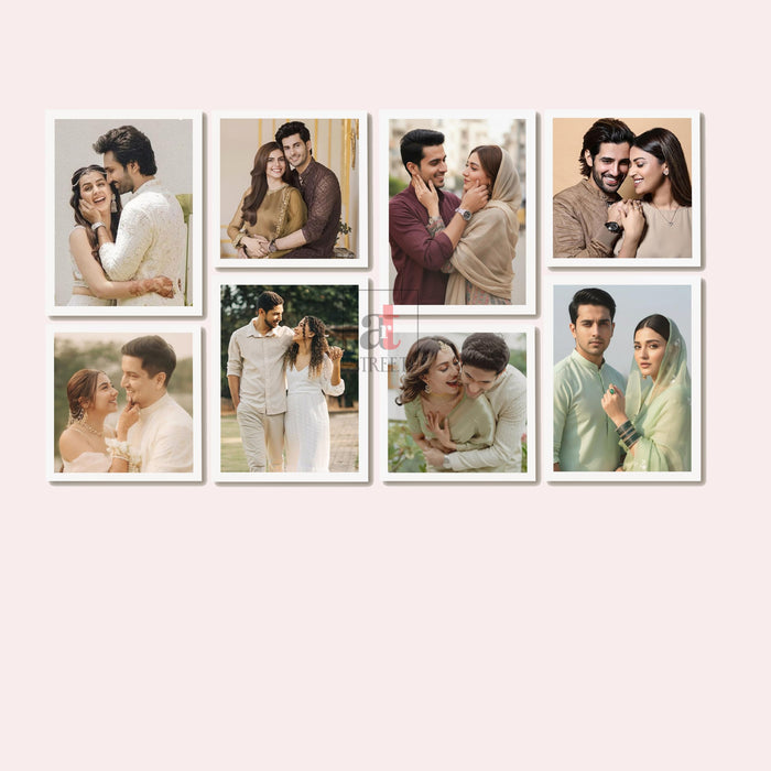 Art Street Photo Frame Set of 8 White Wall Decor Collage Display Hanging Family Picture Frames Gallery Collection Decor Items Wall Mount Frames Birthday Anniversary Gift, 8x8 and 8x12 In