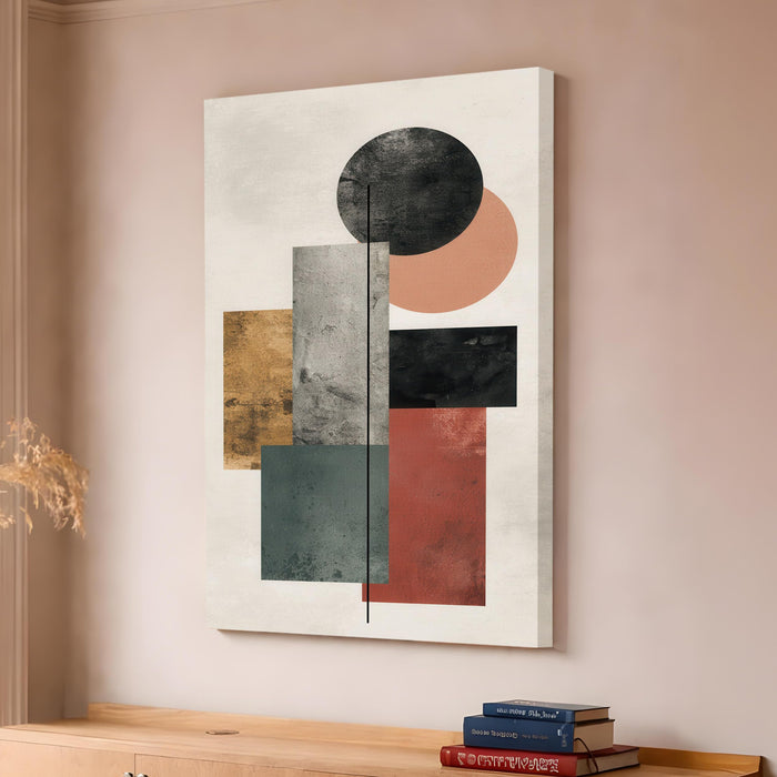 Boho Abstract Stretched Canvas Painting For Living Room | Earthtone Modern Stretched Canvas Wall Art For Livingroom Home Decor, Bedroom, Hallway's, Office, Hotel - 56x86 cm