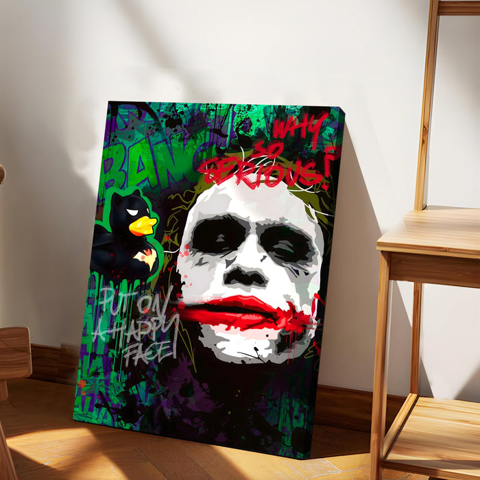 Dark Smile Graffiti Pop Art Stretched Canvas Painting Print | Street Art Wall Décor | Bold Modern Artwork for Living Room, Office & Studio, 41x56 cm