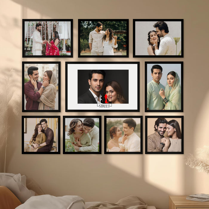 Art Street Photo Frame Set of 10 Black Wall Decor Collage Display Hanging Family Picture Frames Gallery Collection Decor Items Wall Mount Frames Birthday Anniversary Gift, 8x8, 8x12 and 12x16 In