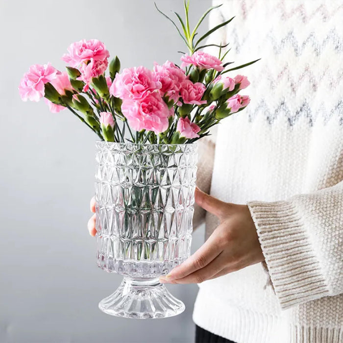 Glass Flower Vase for Modern Decorative Plants and Flower for Table Centerpiece Decoration (10x18 cm)