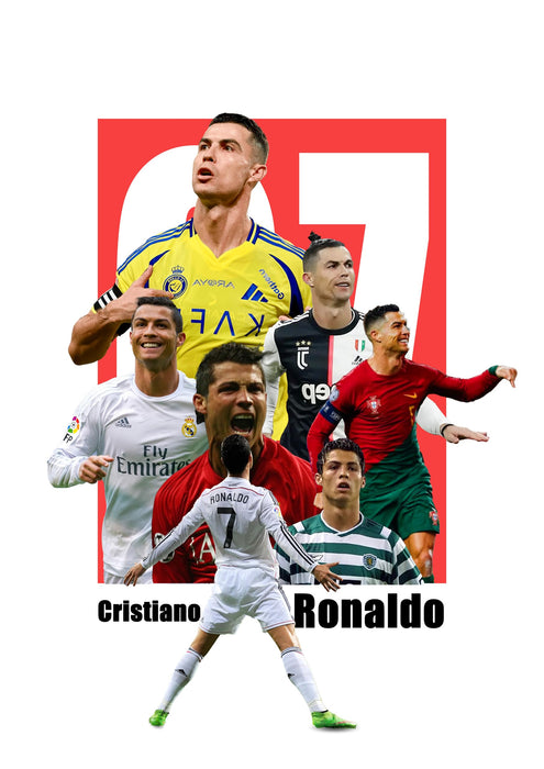 Cristiano Ronaldo Player Sports Painting With Frame for living room, Football Player Framed Wall Art Painting for Home Decor Set of 3, Size 13.6 by 17.9 Inch