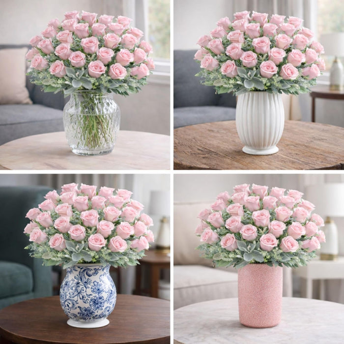 Art Street Artificial Light Pink Rose Flowers Bouquet