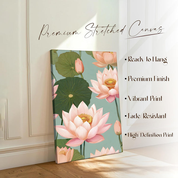 Abstract Stretched Canvas Multicolor Wall Art Painting Pink Lotus Digital Painting ‰ÛÒ 22x34 Inch