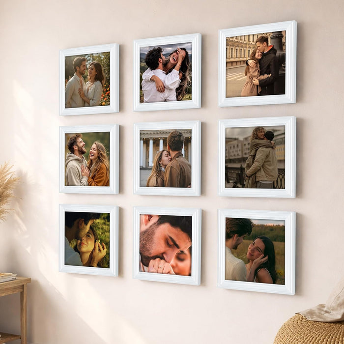 Wooden Cave Design Photo Frame Set of 9 | Black Picture Frames for Photos, Artwork & Certificates | Wall Décor for Living Room & Home (11x14 Inch)