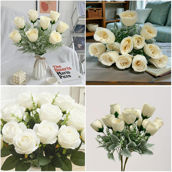 Art Street Artificial White Rose Flowers Bouquet for ' S Day, Rose Flowers Bunch