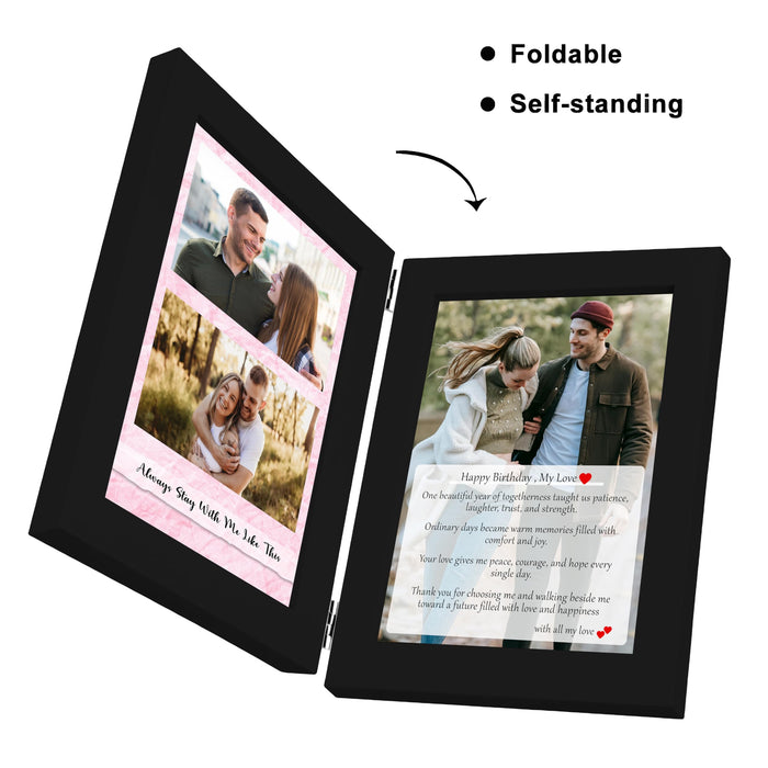 Art Street Customized Folding Table Stand Photo Frame for Valentine Love Gift, Couples Anniversary, Birthday| Personalized Book Style Frame for Two 5x7 In Picture