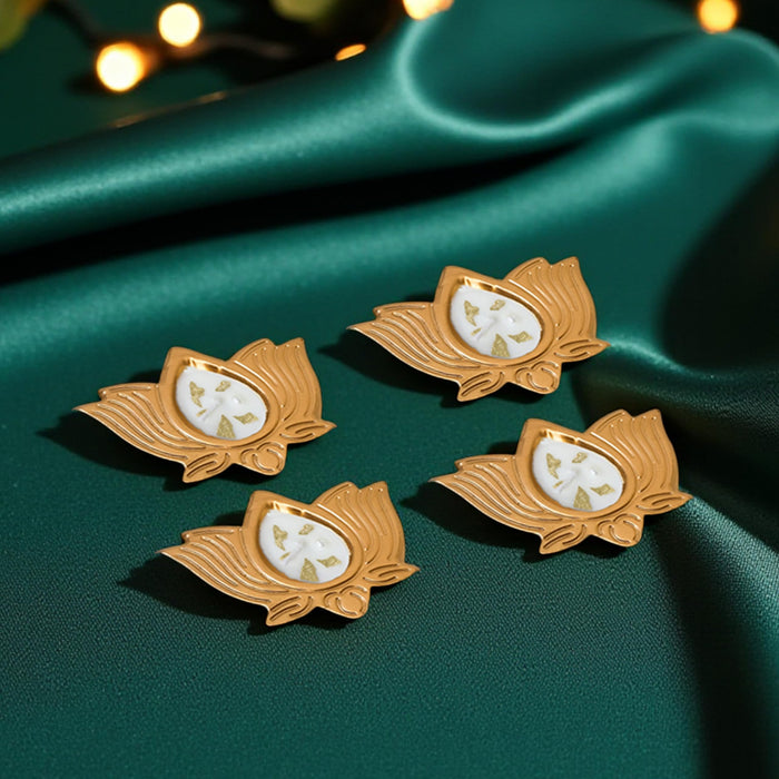 Mogra Scented Soy Wax Lotus Candle Gift Set - Scented Floral Metal Urli Candles Pack of 4 (Mogra)