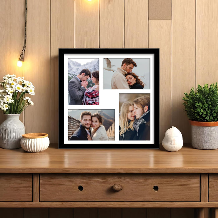 Photo Frame Collage 10x15 cm Photos Display 4 Oppenings Wall Mounting Home Décor Photo-Frame (34x34 cm)
