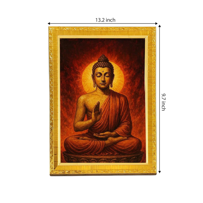 Lord Baudha Meditating Photo Frame for Mandir, Pooja Room | Divine Baudh Deity Wall Art (10x13 Inch)